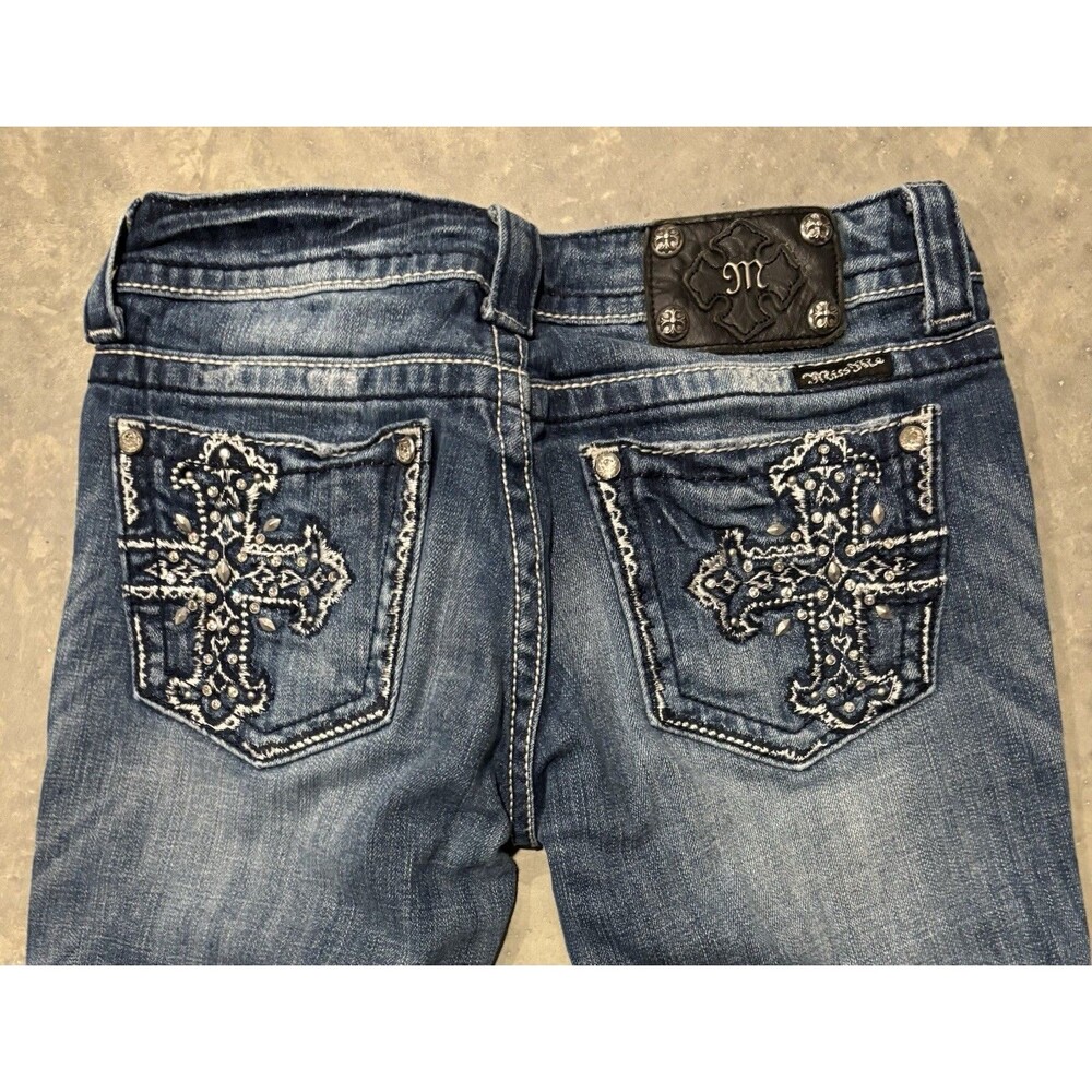 Miss Me Blue Embroidered Cropped Ankle Jeans